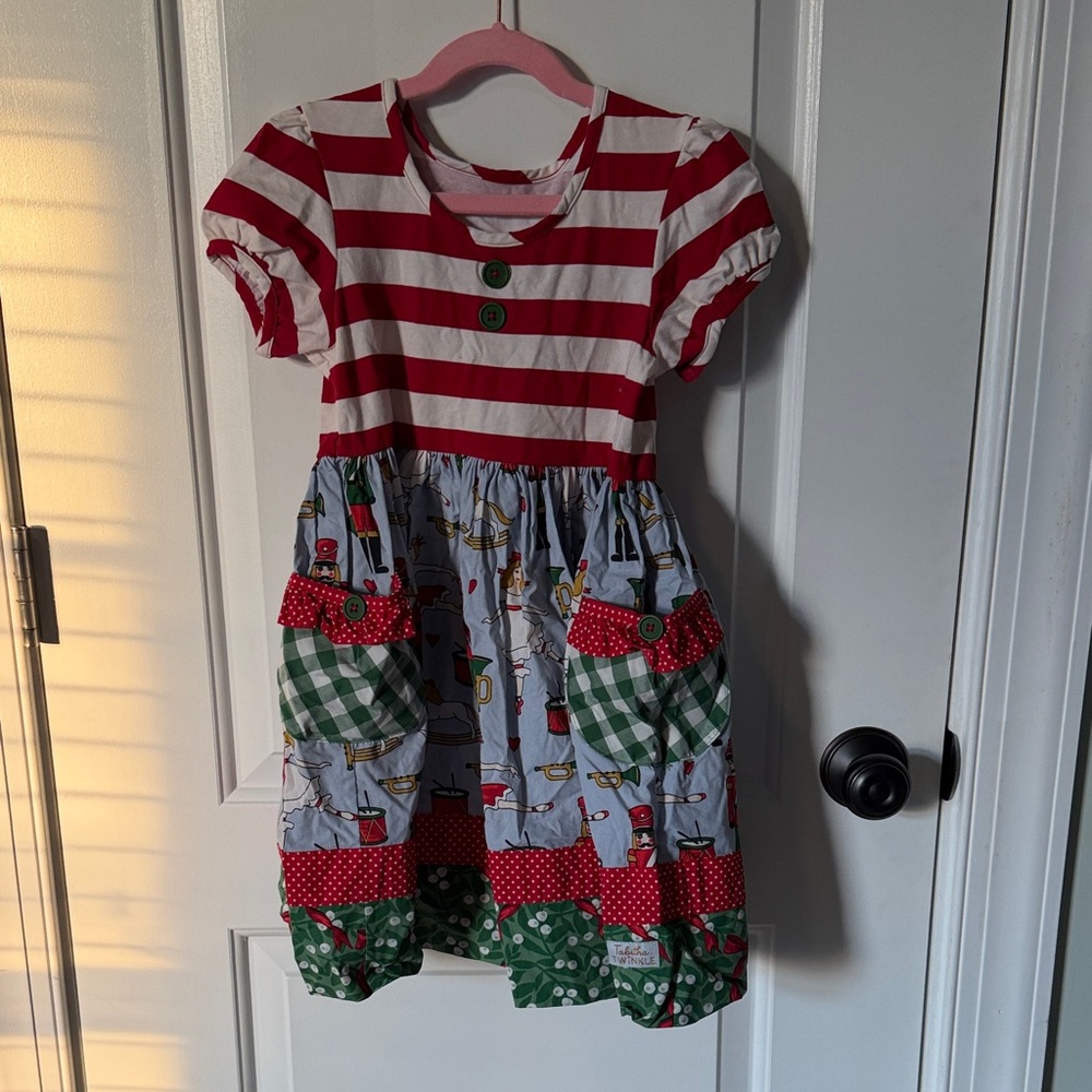 Charming Striped Red and Green Kids Dress